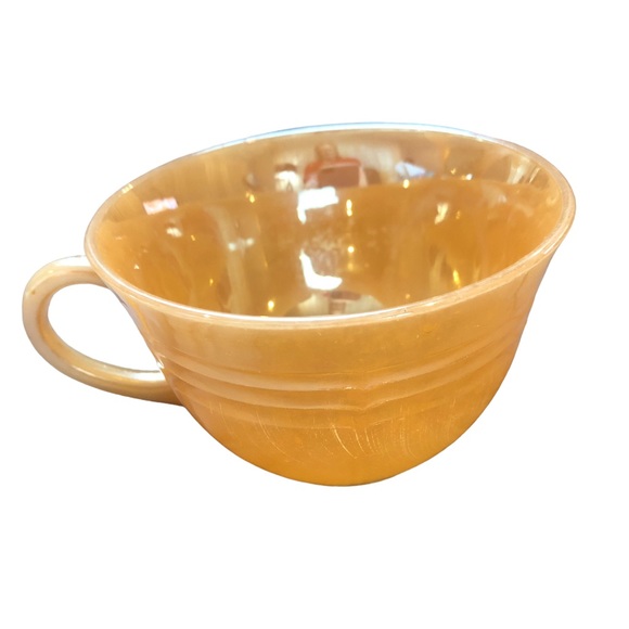 FIRE KING Anchor Hocking Cup & Bowl Peach Lustre EUC Ware Glass Block Letters - Picture 8 of 10